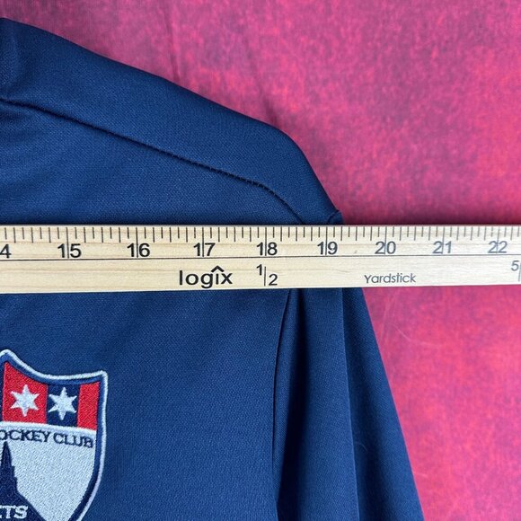 BAUER TEAM FLEECE HALF-ZIP BLUE PULLOVER WITH CHICAGO HOCKEY CLUB LOGO, SIZE L - Picture 11 of 13